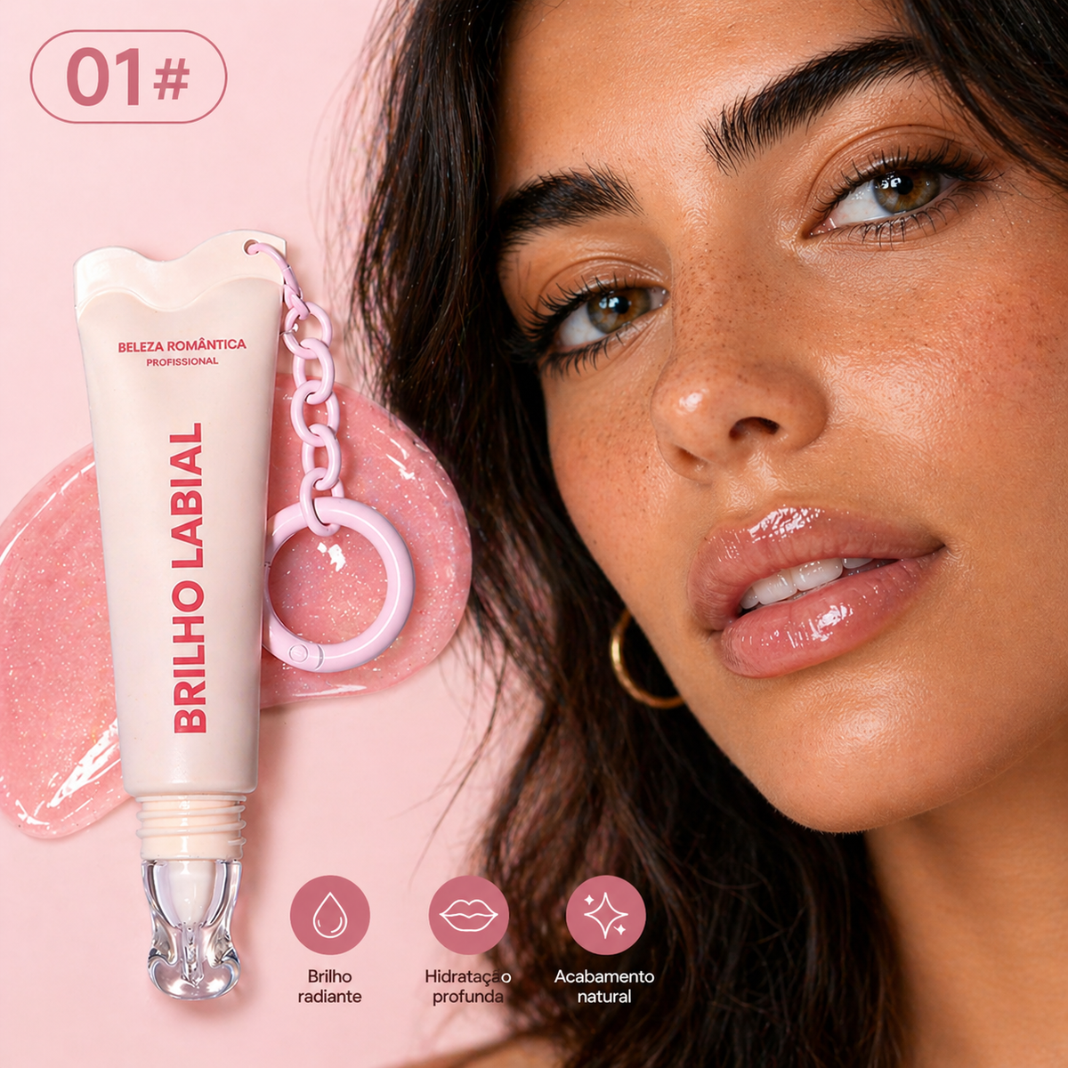 Óleo Labial com Cor e Brilho – Hidratante, Suave e com Porta-Chaves