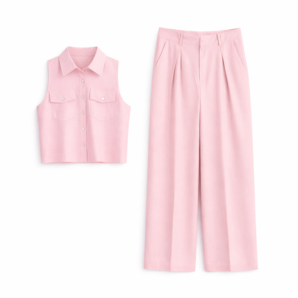 Conjunto Vê-o Dailly｜Camisola sem mangas e calças pantalona