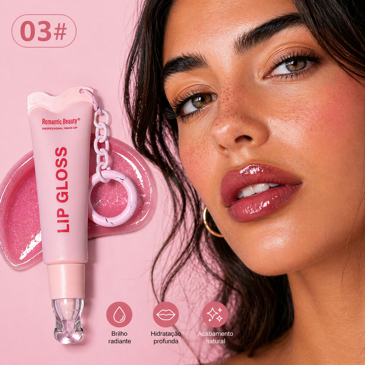 Óleo Labial com Cor e Brilho – Hidratante, Suave e com Porta-Chaves