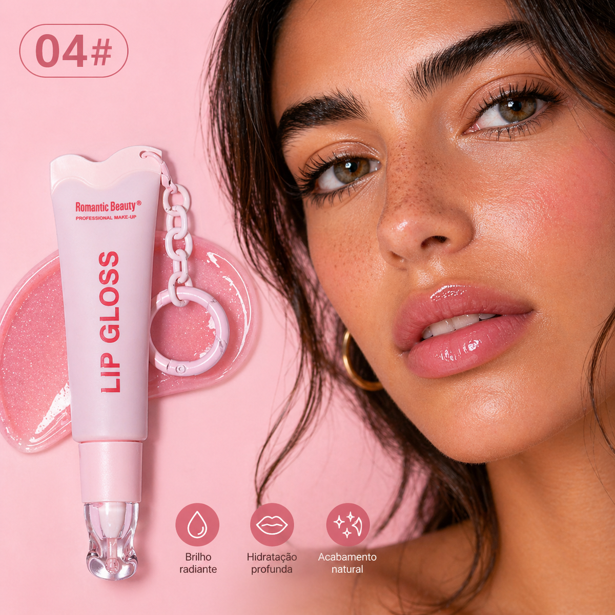 Óleo Labial com Cor e Brilho – Hidratante, Suave e com Porta-Chaves
