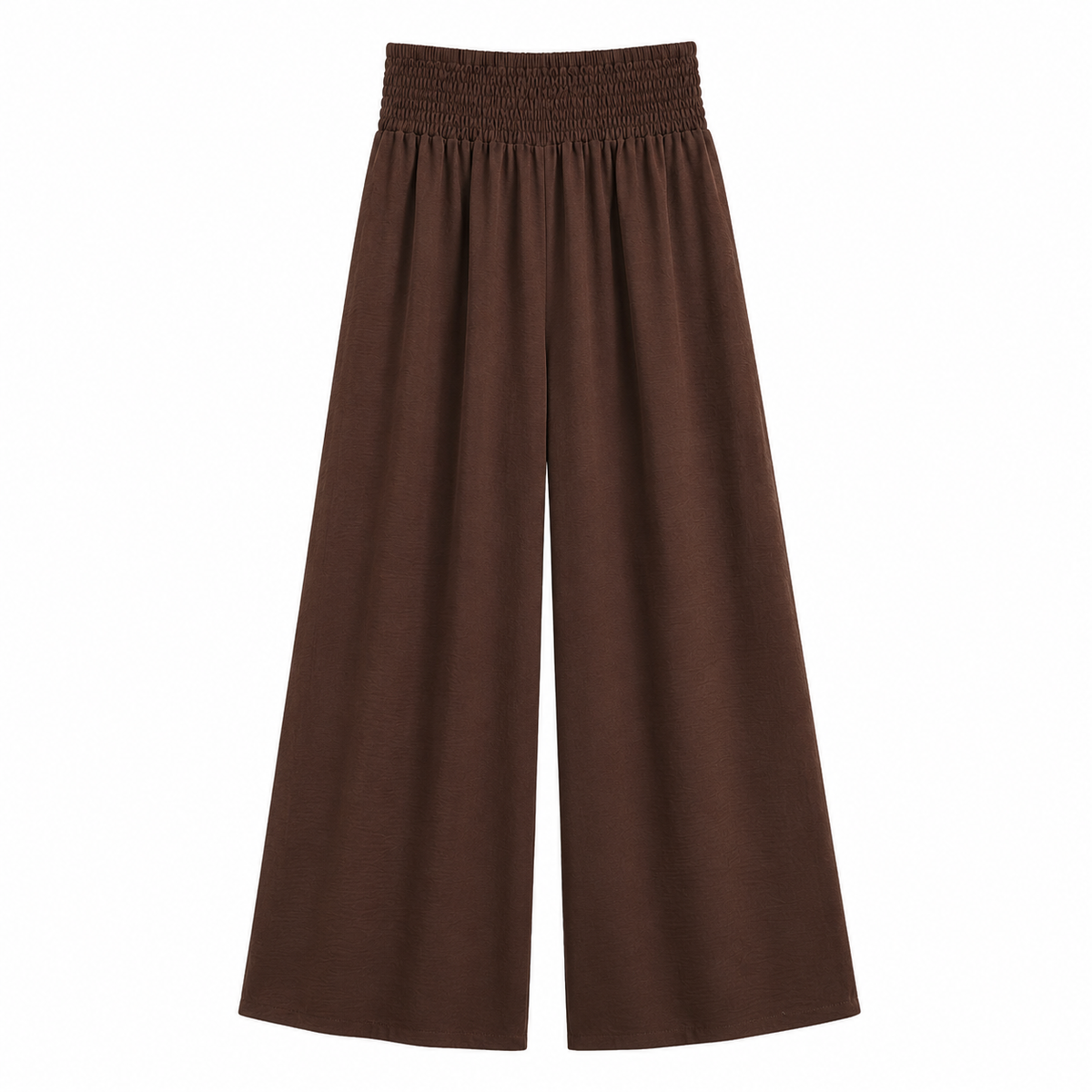 Smocked Waist Wide-Leg Trousers