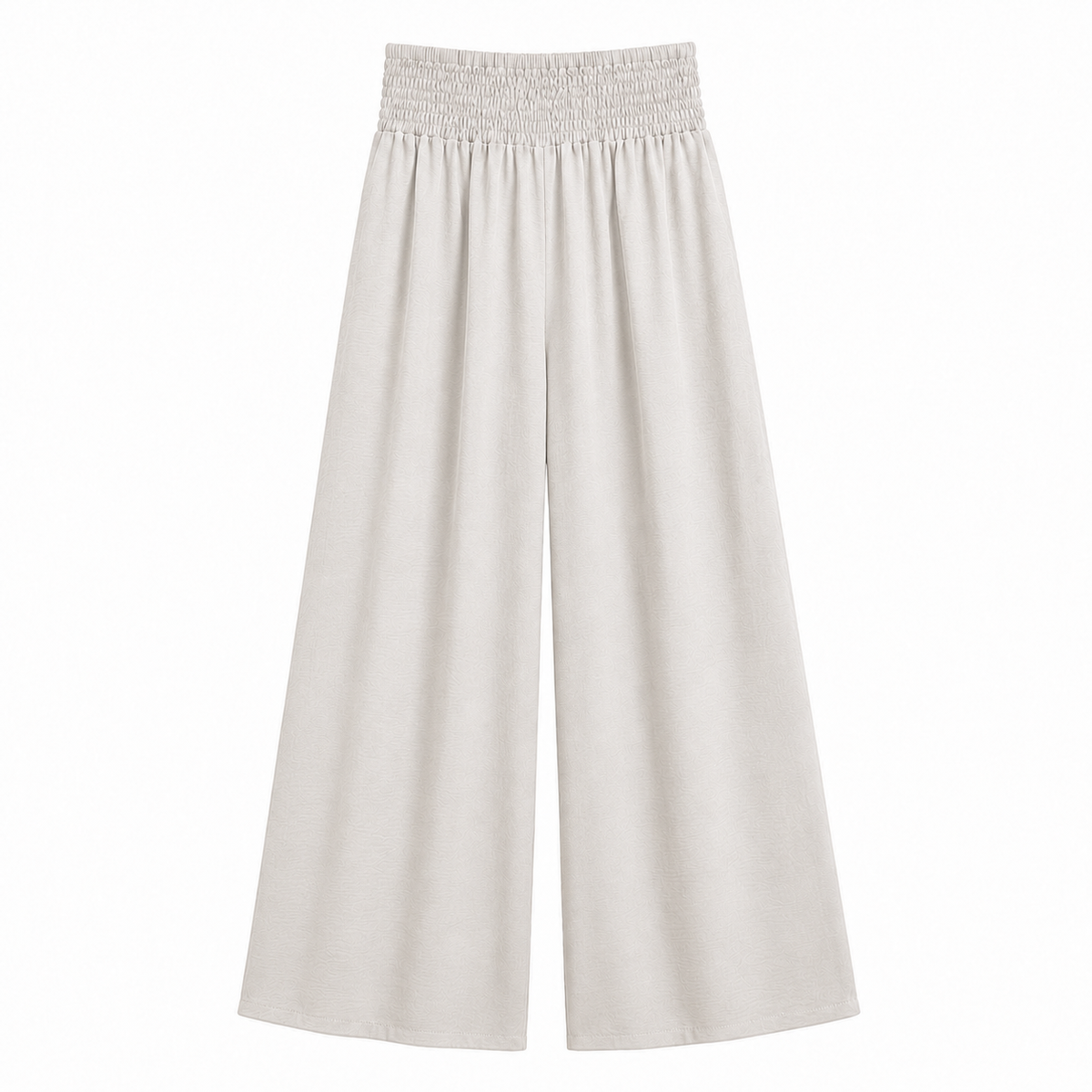 Smocked Waist Wide-Leg Trousers