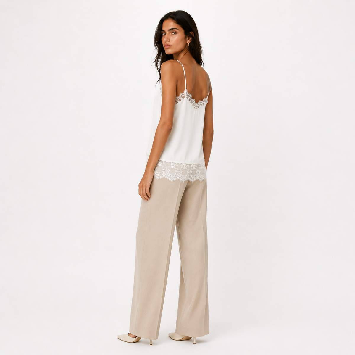 Lace Trim Satin Cami Top