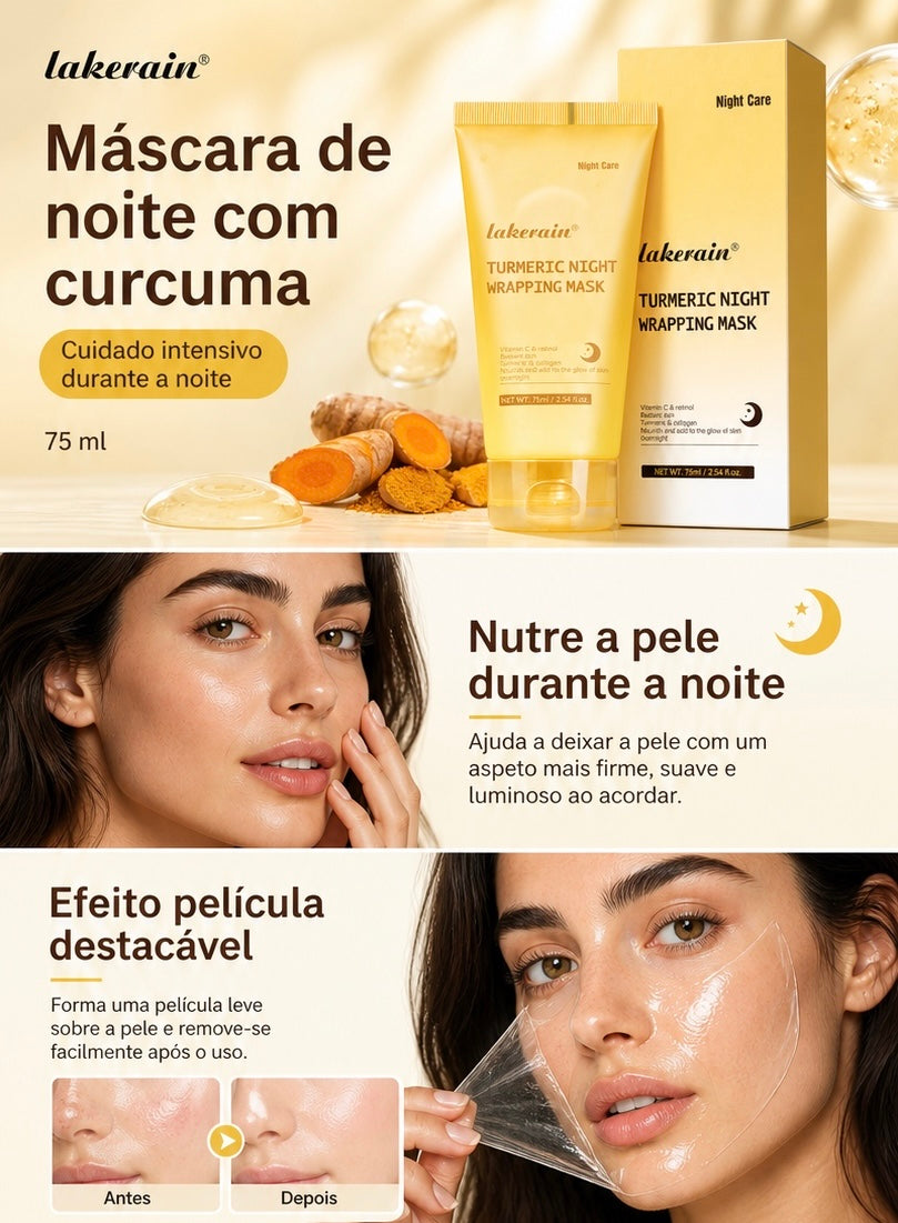 Máscara Facial Peel-Off de Curcuma – Máscara de Aplicação Direta para Nutrir e Suavizar a Pele