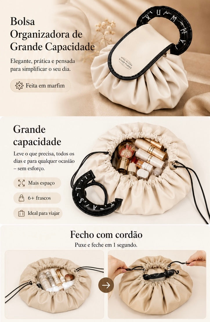 Bolsa de Maquilhagem de Viagem | Espaçosa, Prática e Fácil de Levar