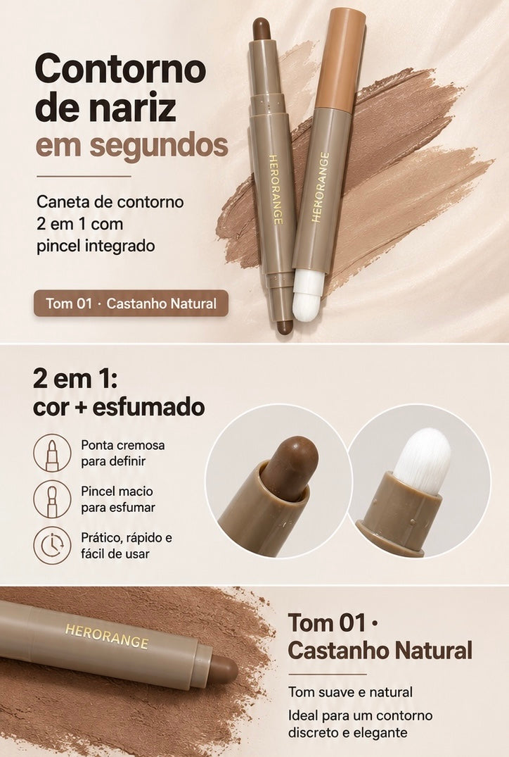 Stick de Contorno com Pincel | Define o Nariz e o Rosto com Efeito Natural
