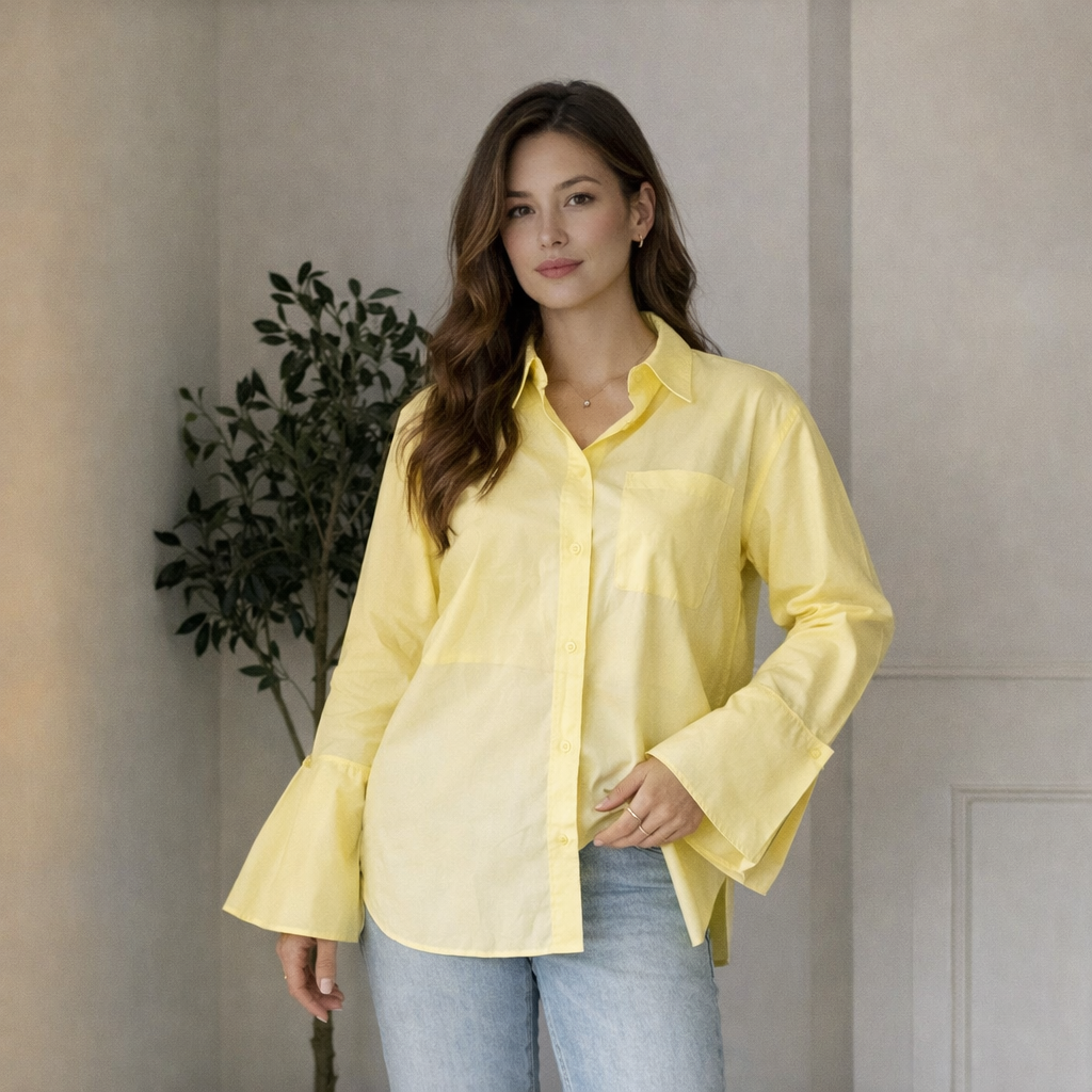 Vê-o Estúdio｜Camisa de algodão oversized com botões