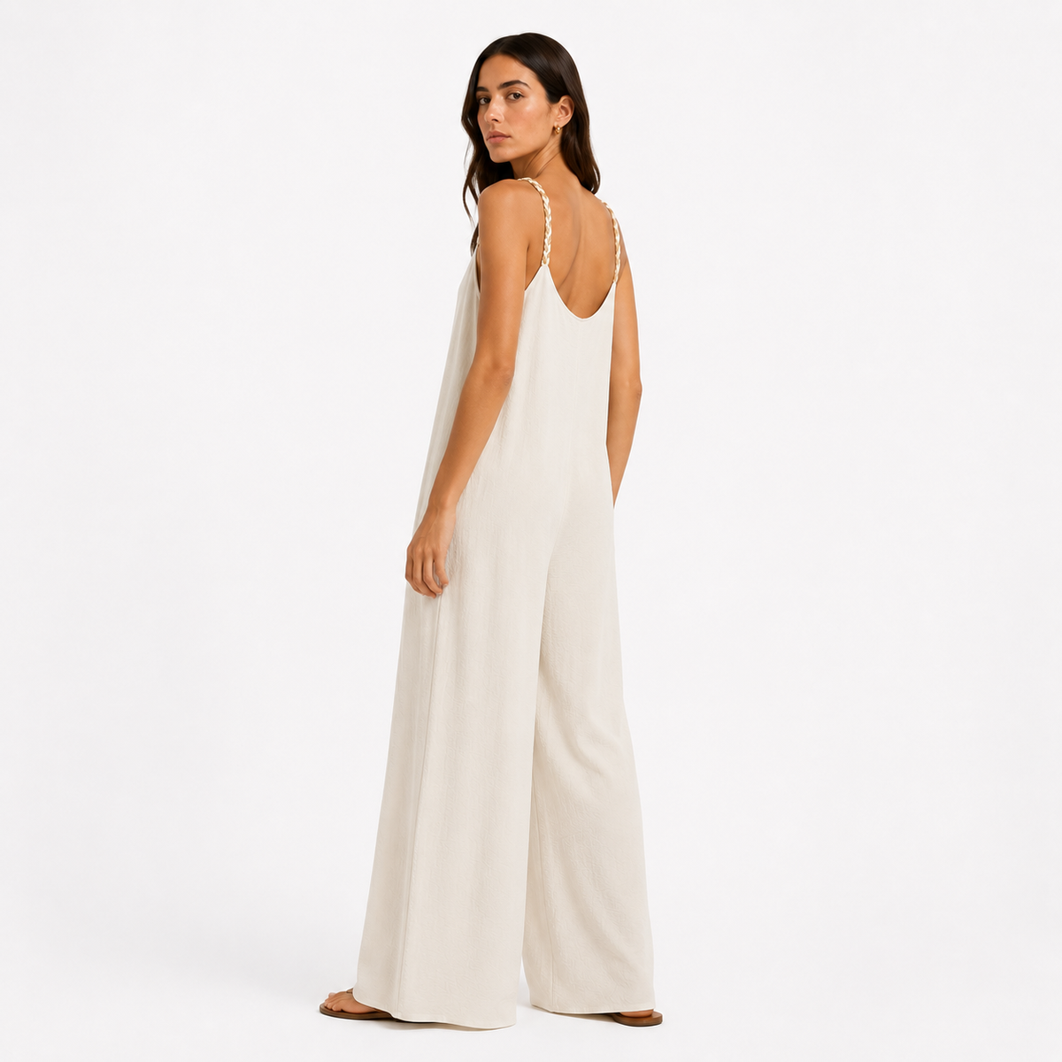 Braided Strap Wide-Leg Jumpsuit