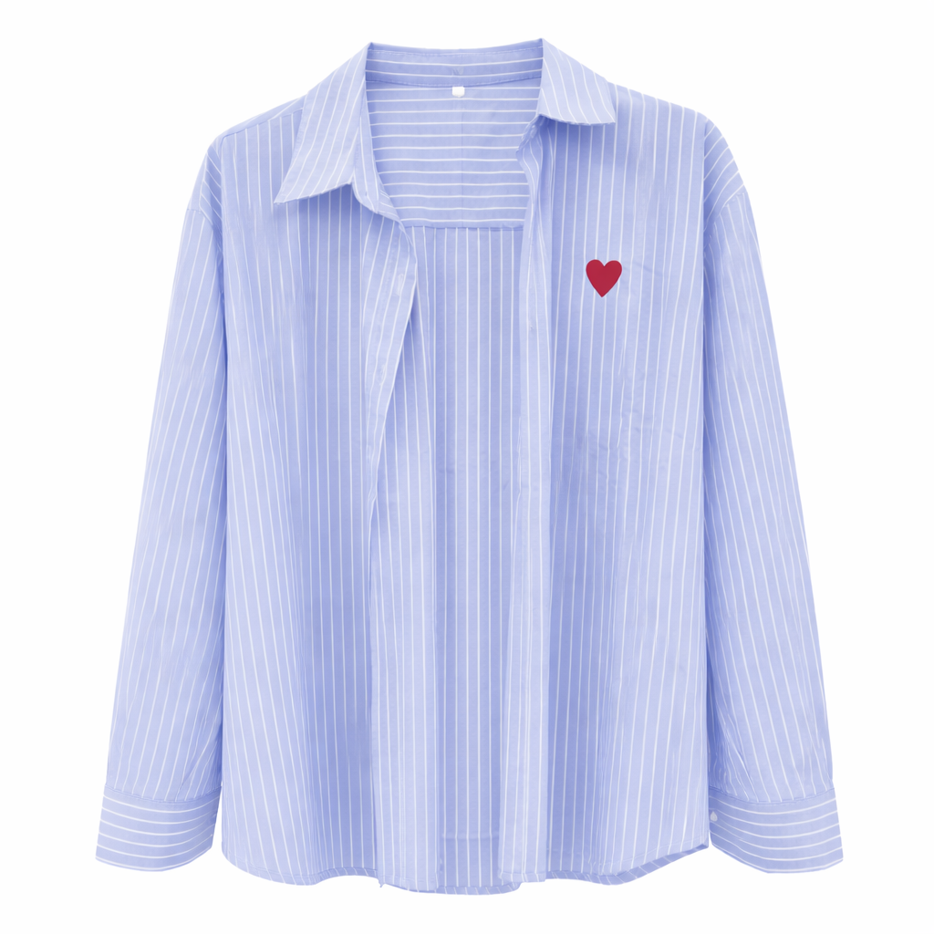 Camisa clássica às riscas Vê-o Dailly com detalhe de coração
