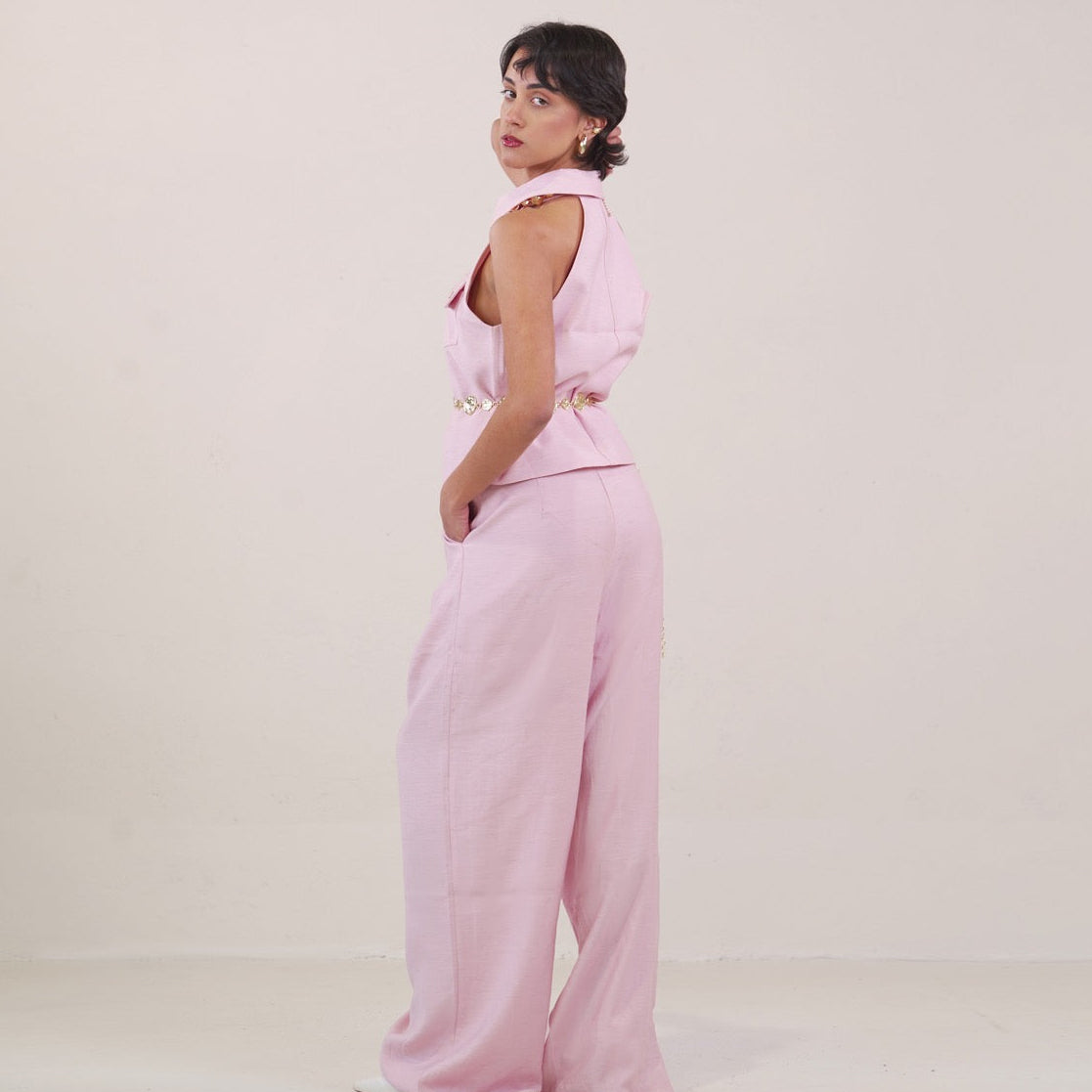 Conjunto Vê-o Dailly｜Camisola sem mangas e calças pantalona
