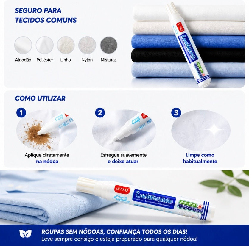 Caneta Tira-Nódoas Portátil sem Enxaguar – Removedor de Manchas para Roupa