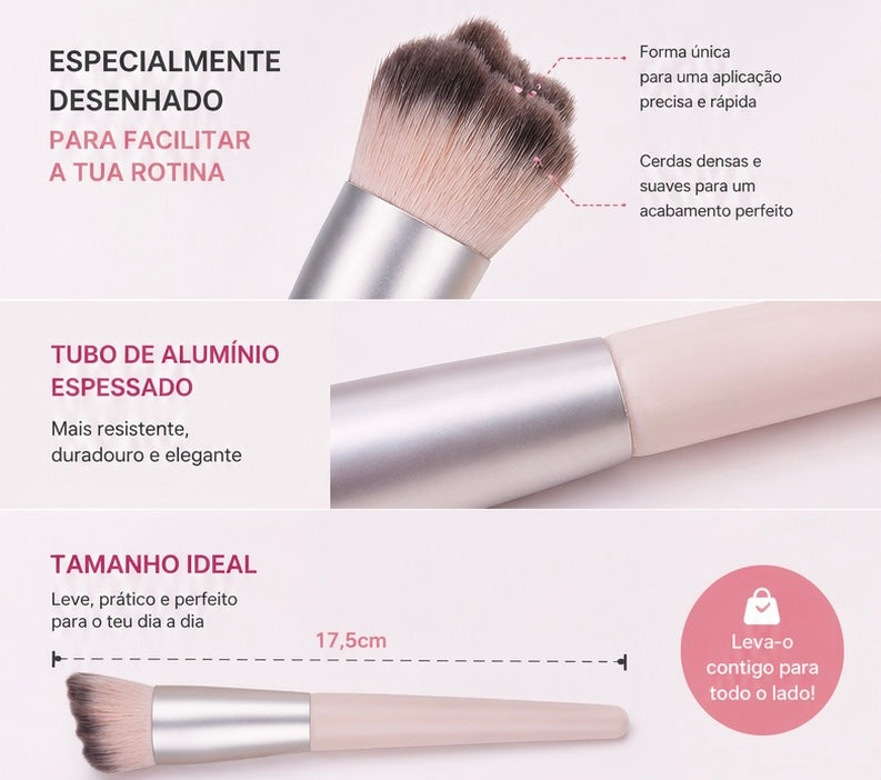 Pincel de Base sem Marcas – Cerdas Suaves para Base Líquida, Pó Solto e Corretor