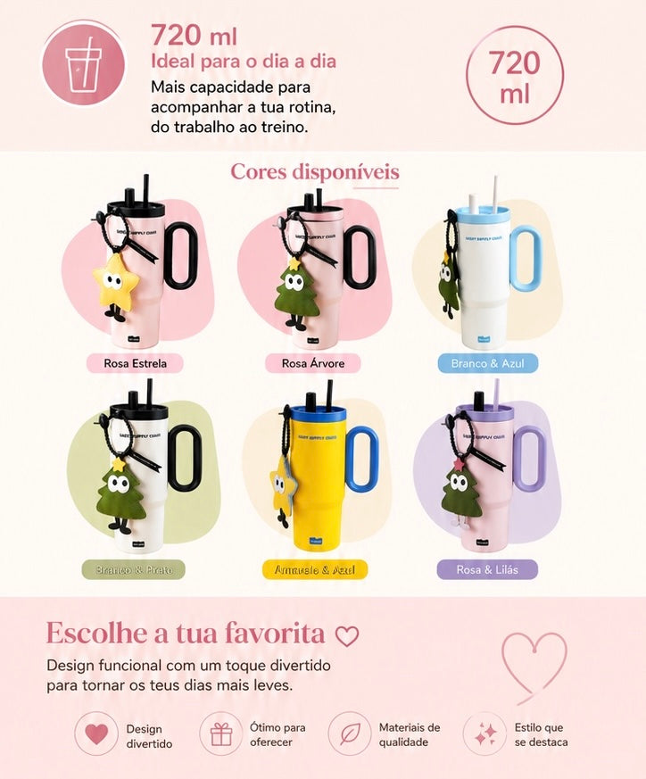 Garrafa Térmica de Grande Capacidade com Palhinha – Design Moderno para Bebidas Frias e Quentes