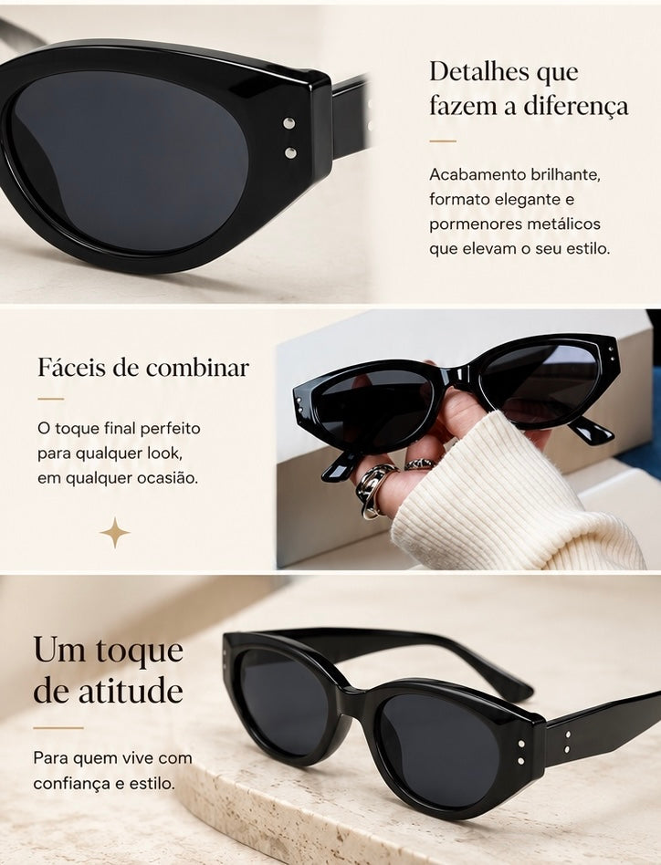 Óculos de Sol Cat Eye de Armação Pequena | Estilo Elegante e Proteção Solar