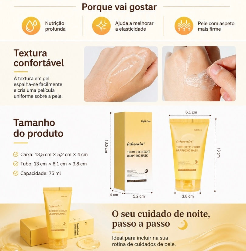 Máscara Facial Peel-Off de Curcuma – Máscara de Aplicação Direta para Nutrir e Suavizar a Pele
