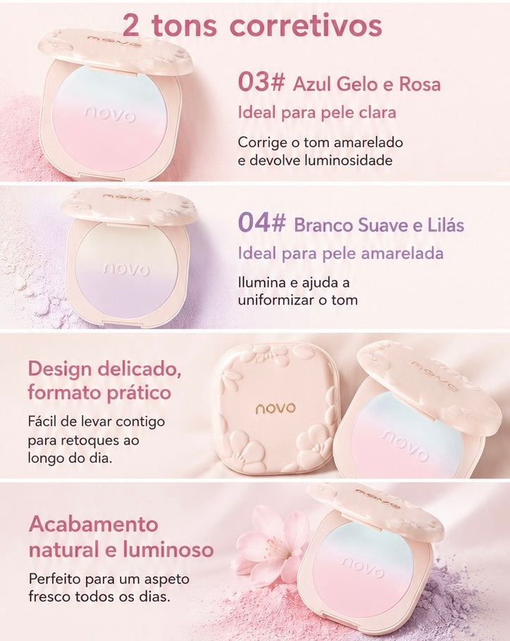 Pó Compacto Bicolor Gradiente | Efeito Suave, Mate e de Longa Duração