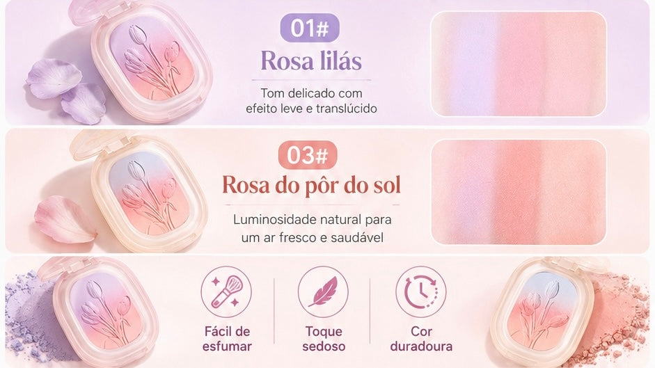 Blush Gradiente Tricolor | Efeito Suave, Luminoso e Natural