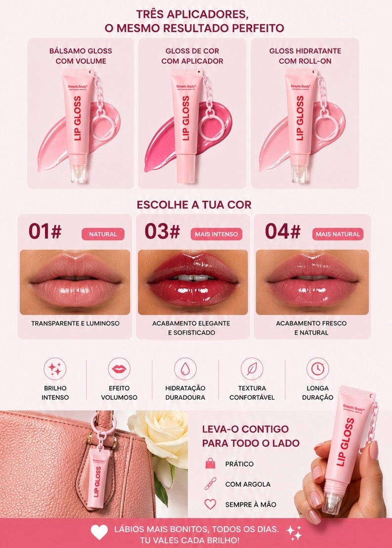 Óleo Labial com Cor e Brilho – Hidratante, Suave e com Porta-Chaves