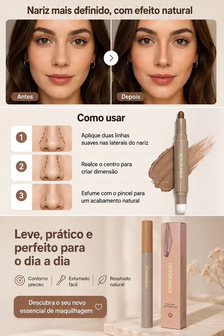 Stick de Contorno com Pincel | Define o Nariz e o Rosto com Efeito Natural