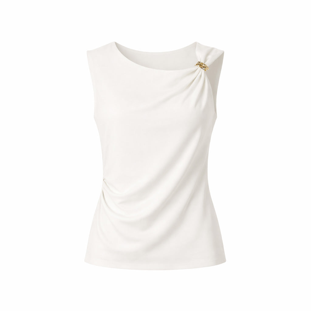 Vê-o Estúdio | Blusa sem mangas drapeada com detalhe metálico