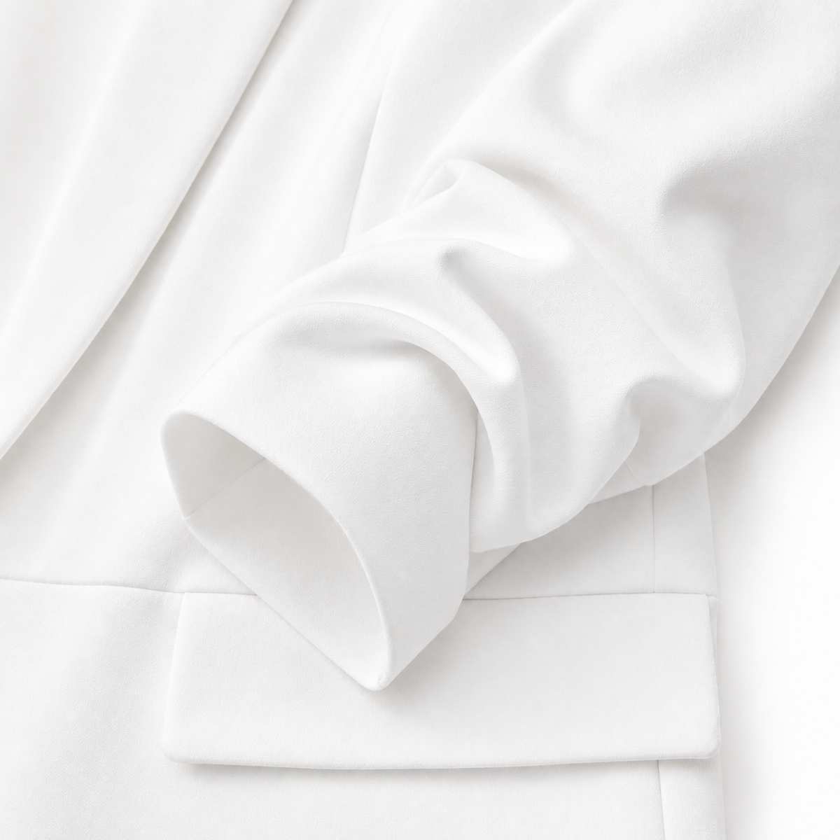 Ruched Sleeve Open-Front Blazer