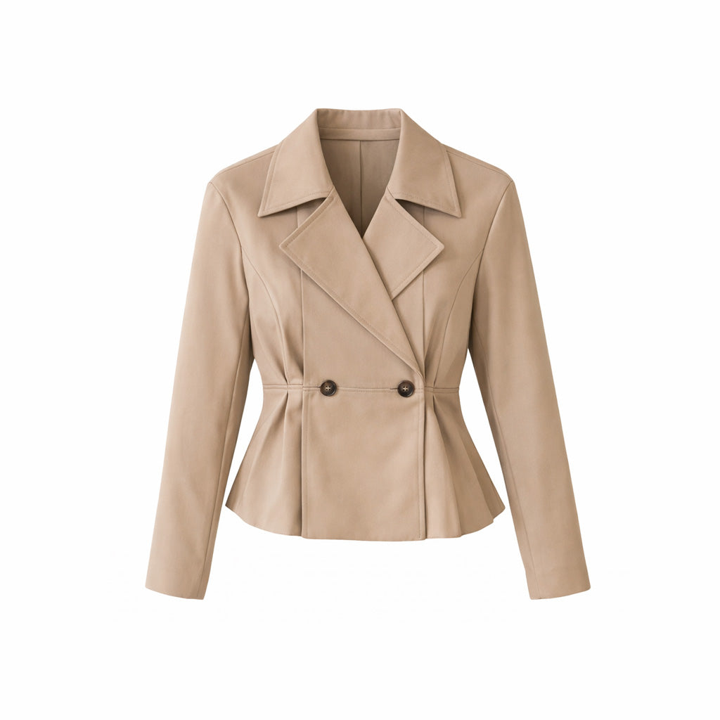 Vê-o Studio｜Blazer de cintura marcada com abotoamento duplo