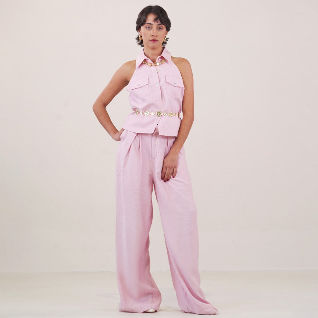 Conjunto Vê-o Dailly｜Camisola sem mangas e calças pantalona
