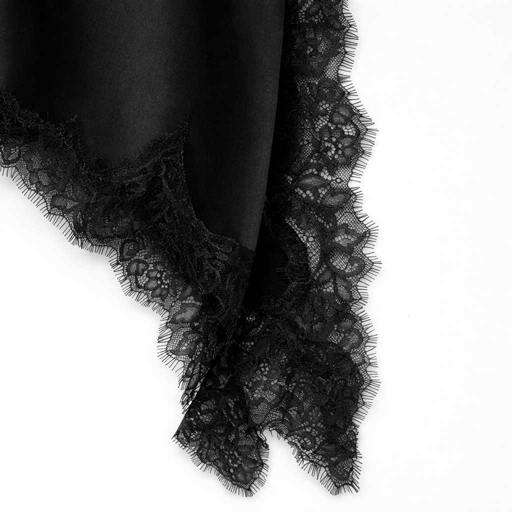 Vê-o Sudio｜Asymmetrical Lace-Trim Slip Dress