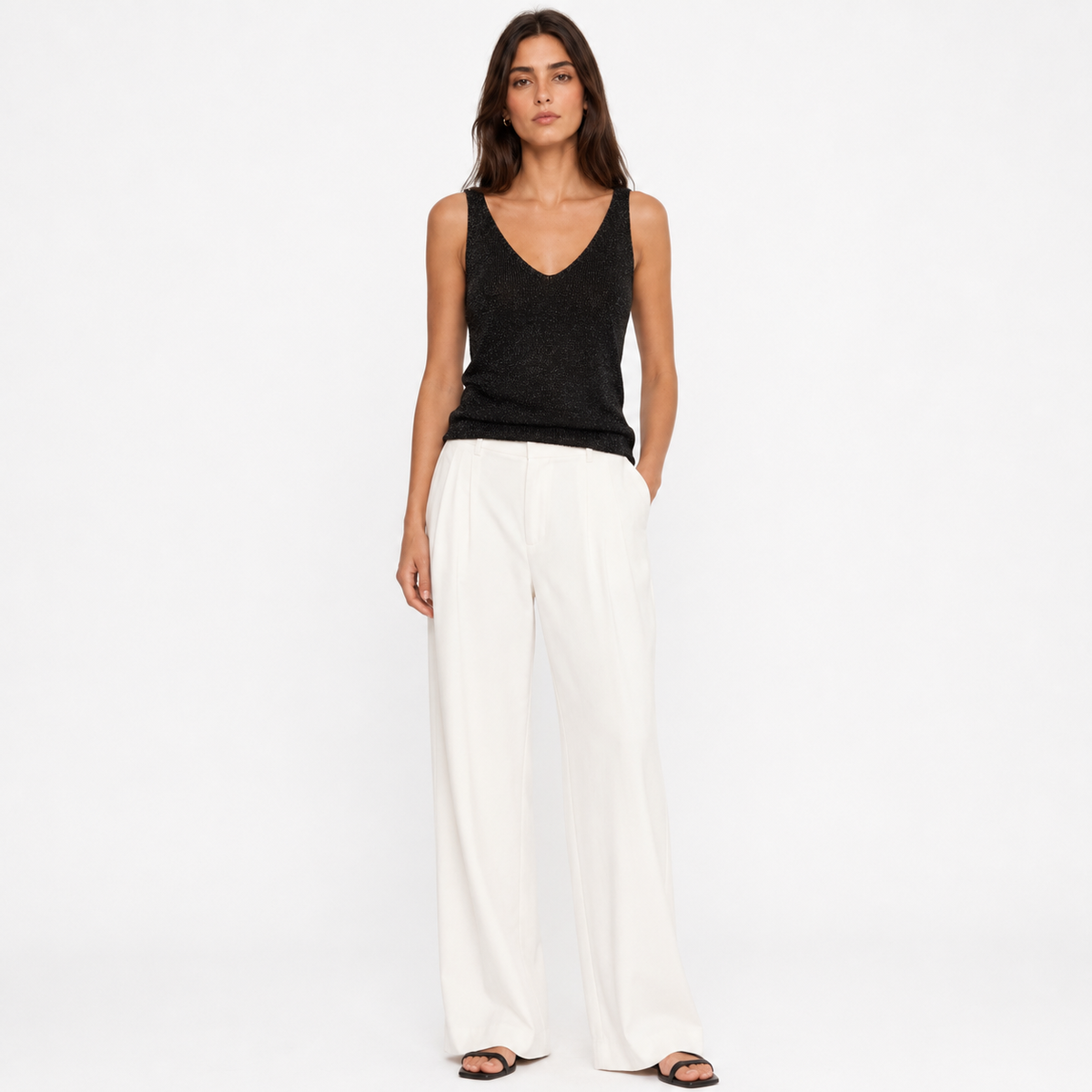 Shimmer Knit V-Neck Tank Top