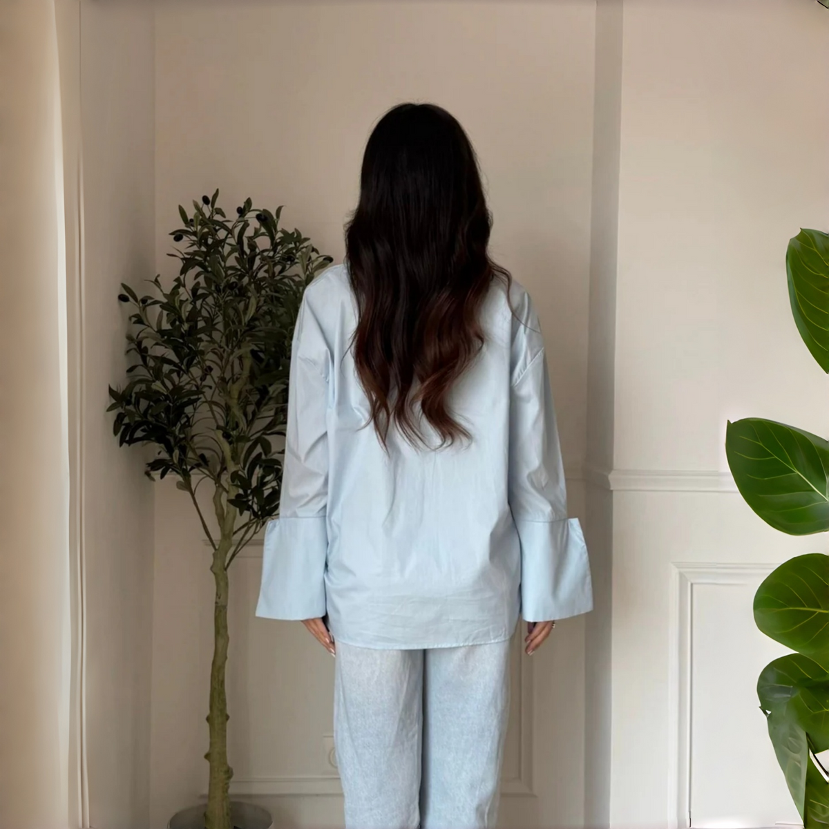 Vê-o Estúdio｜Camisa de algodão oversized com botões