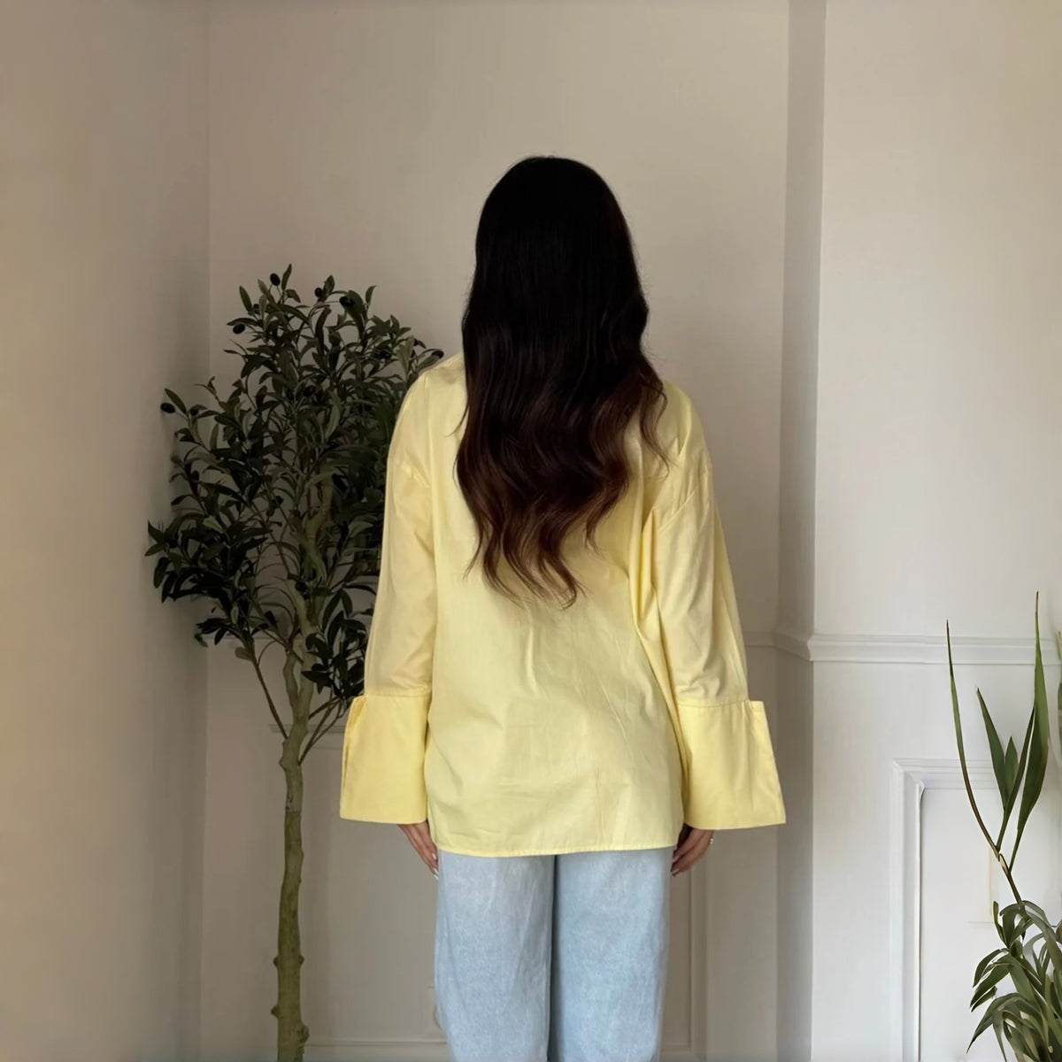 Vê-o Estúdio｜Camisa de algodão oversized com botões