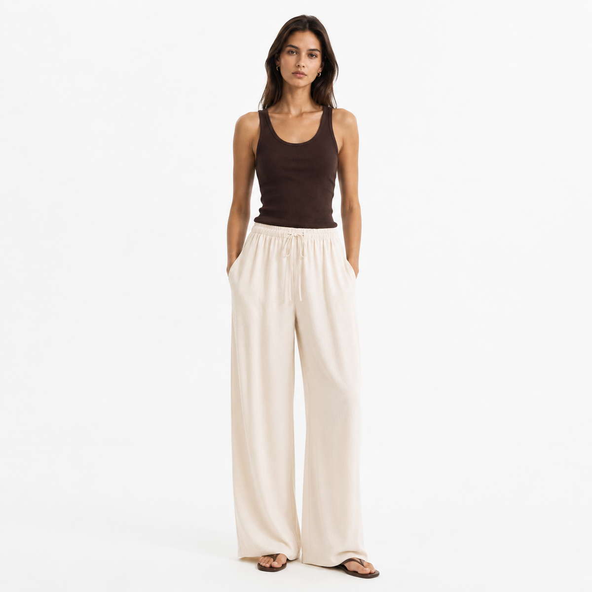 Drawstring Wide-Leg Trousers