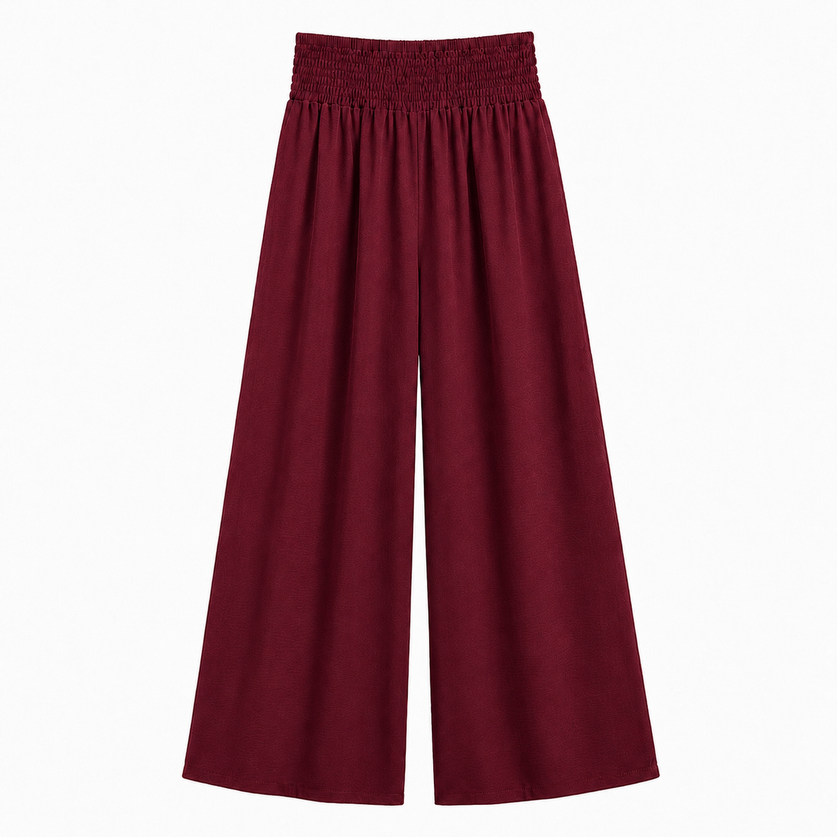 Smocked Waist Wide-Leg Trousers