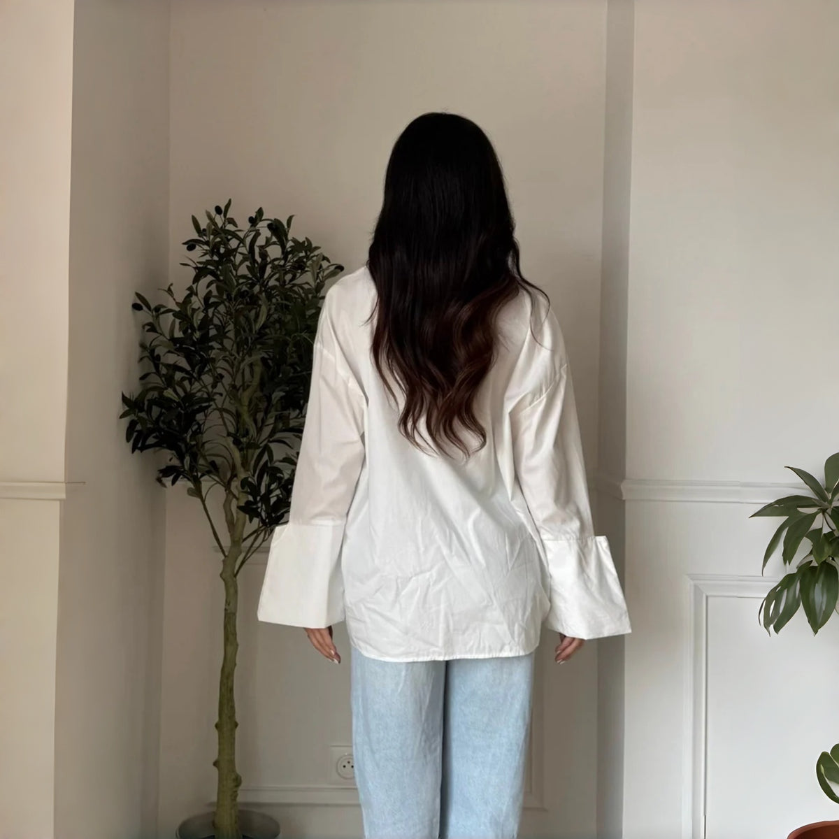 Vê-o Estúdio｜Camisa de algodão oversized com botões