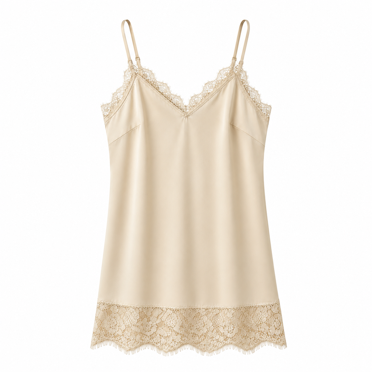 Lace Trim Satin Cami Top