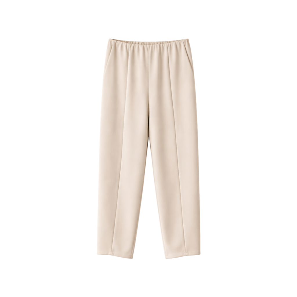 Pantalones blancos de cintura alta y pierna ancha para mujer con textura drapeada