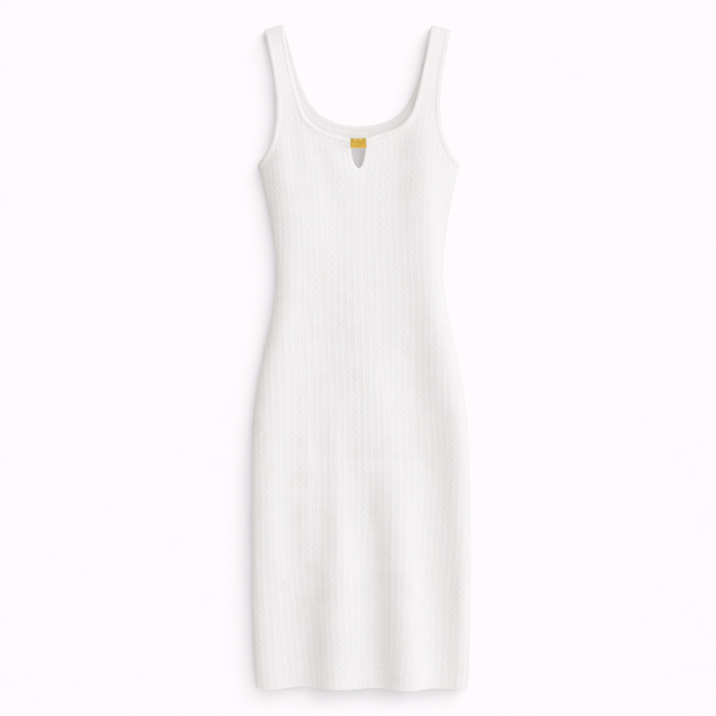 Vê-o Studio｜Vestido midi texturizado sem mangas