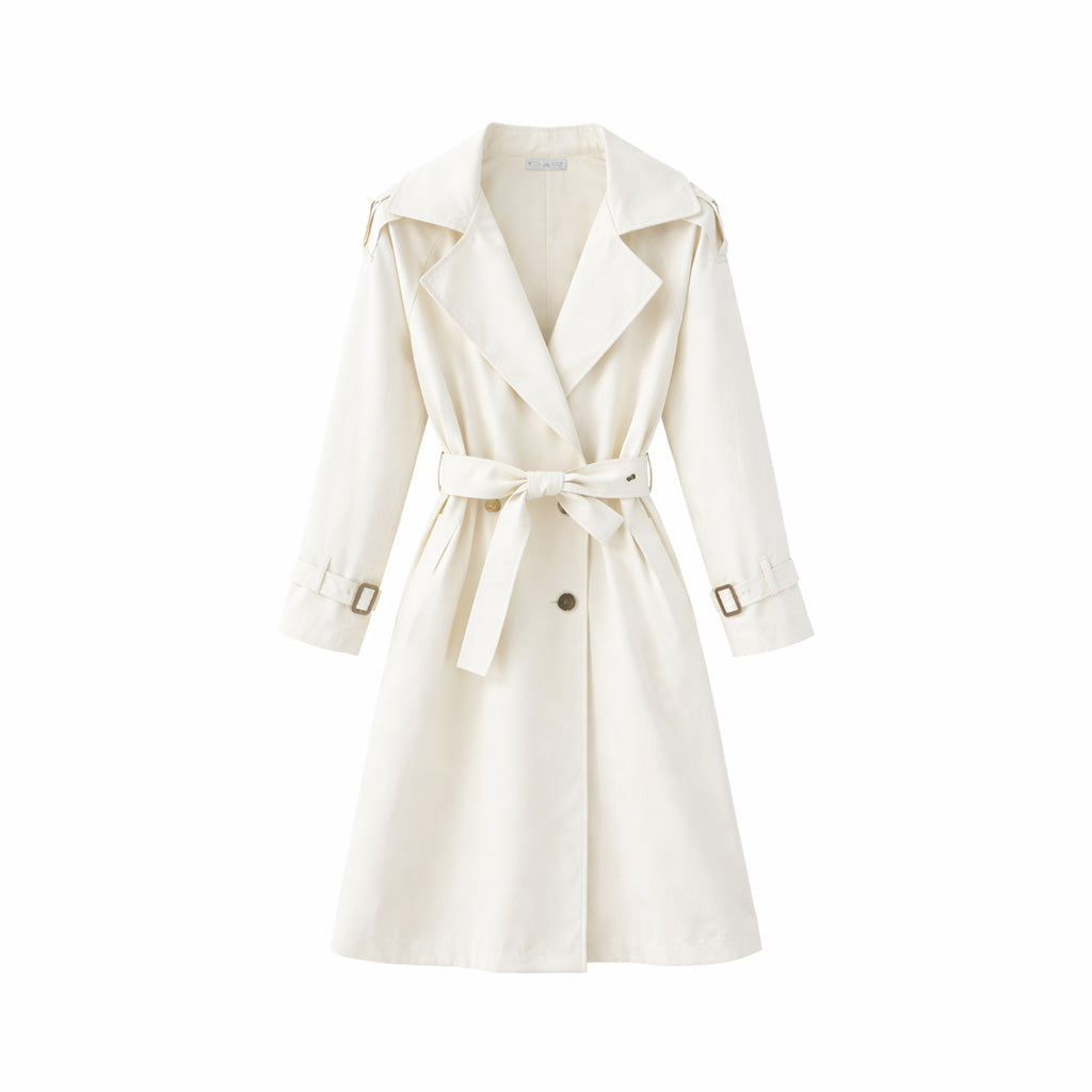 Vê-o Dailly｜Casaco Trench Coat Slim Fit Longo com Cinto