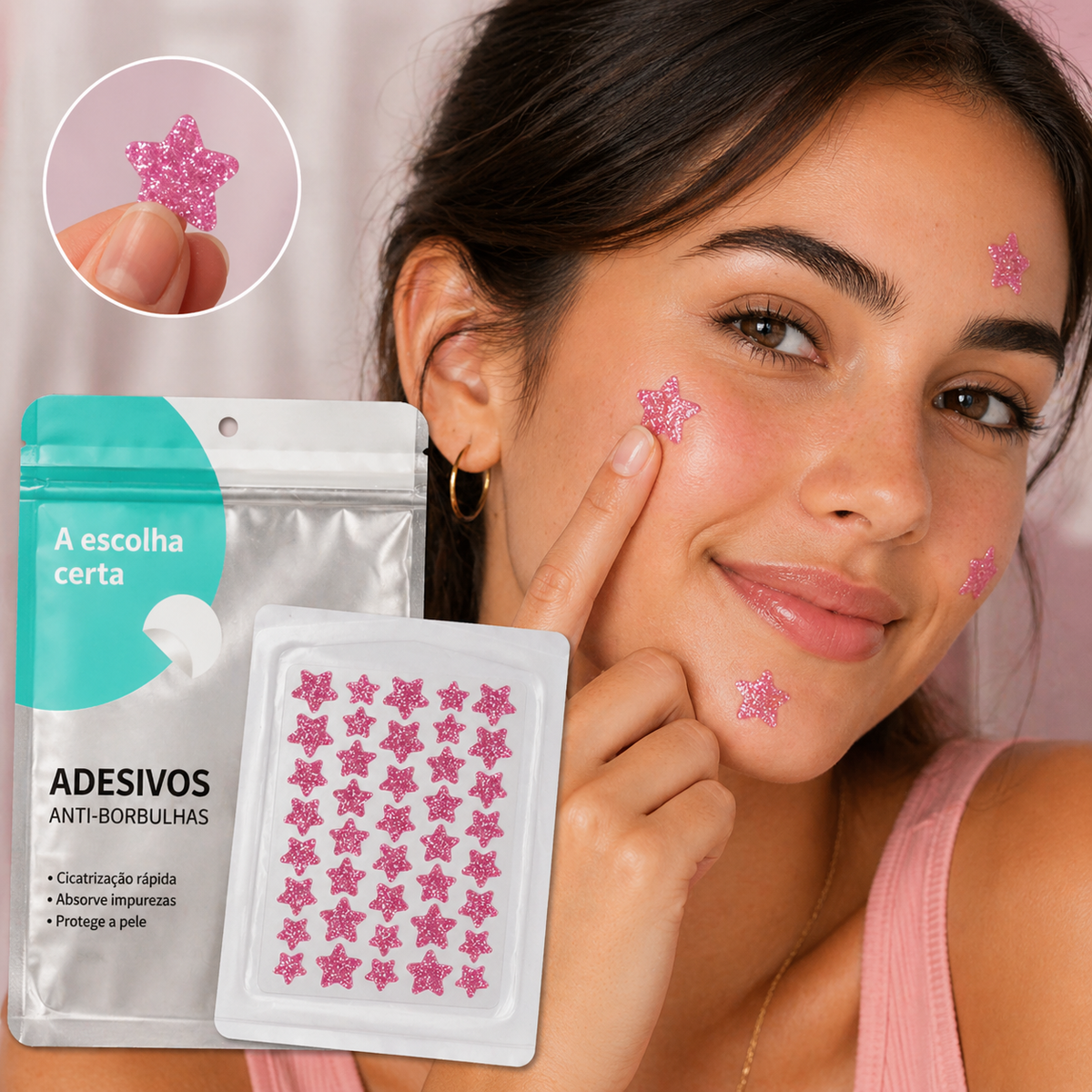 Patches Anti-Borbulhas Coloridos com Brilhantes – Desenhos Divertidos, Finos e Respiráveis