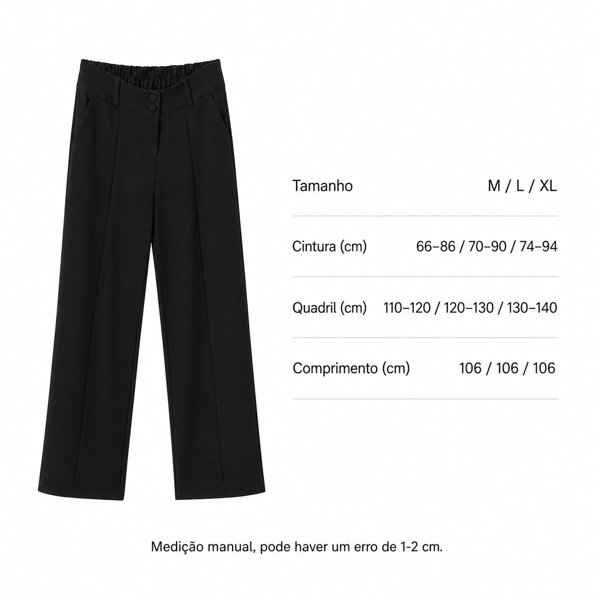 VÊ-O Calças de Alfaiataria Femininas Cintura Subida Corte Reto com Pregas e Cós Elástico, Calças Elegantes Confortáveis Casual, Escritório, Trabalho e Uso Diário