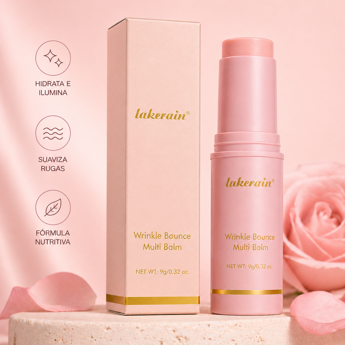 Bastão Hidratante Rosa para Rosto e Lábios – Fresco, Suave e Prático para Hidratação Diária