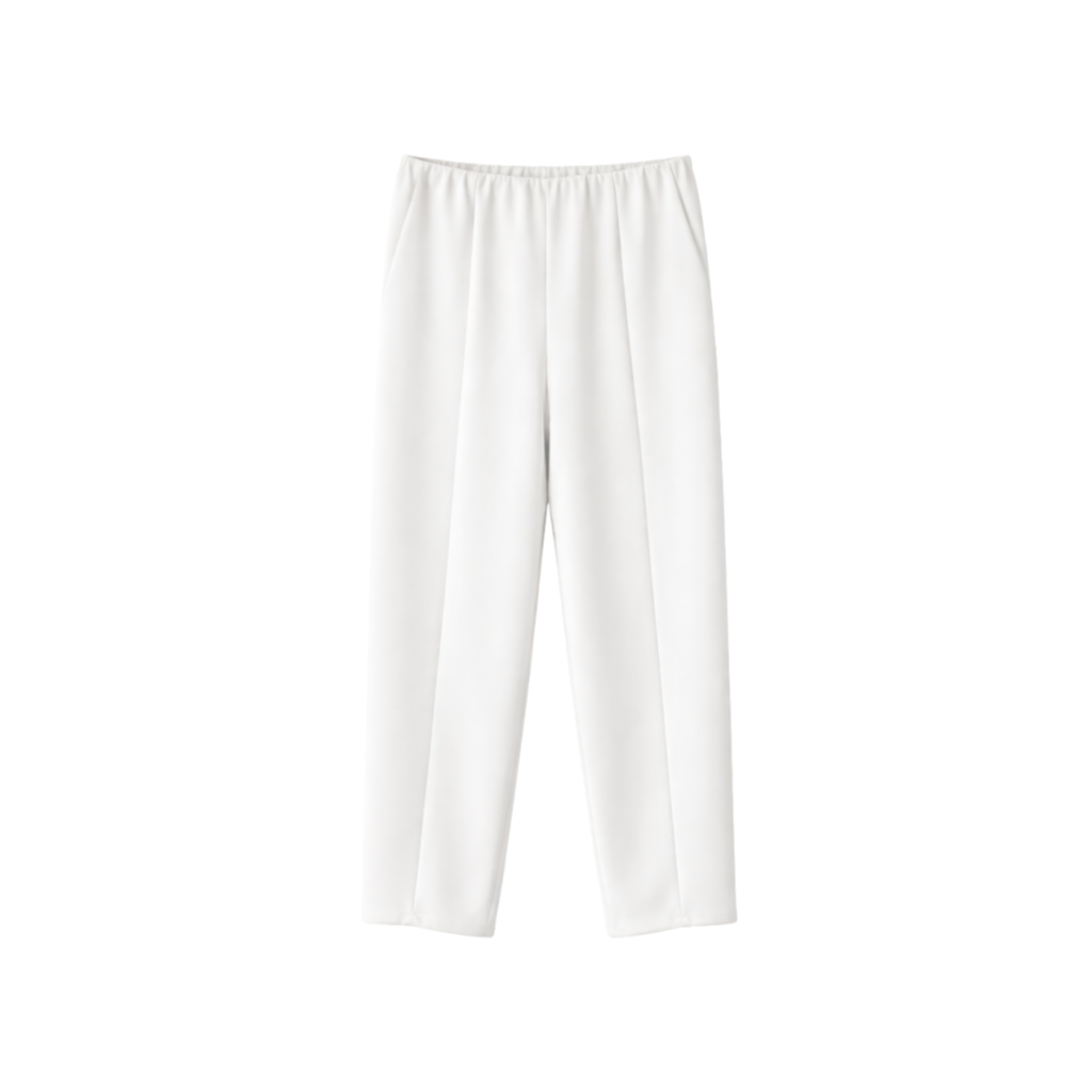 Pantalones blancos de cintura alta y pierna ancha para mujer con textura drapeada
