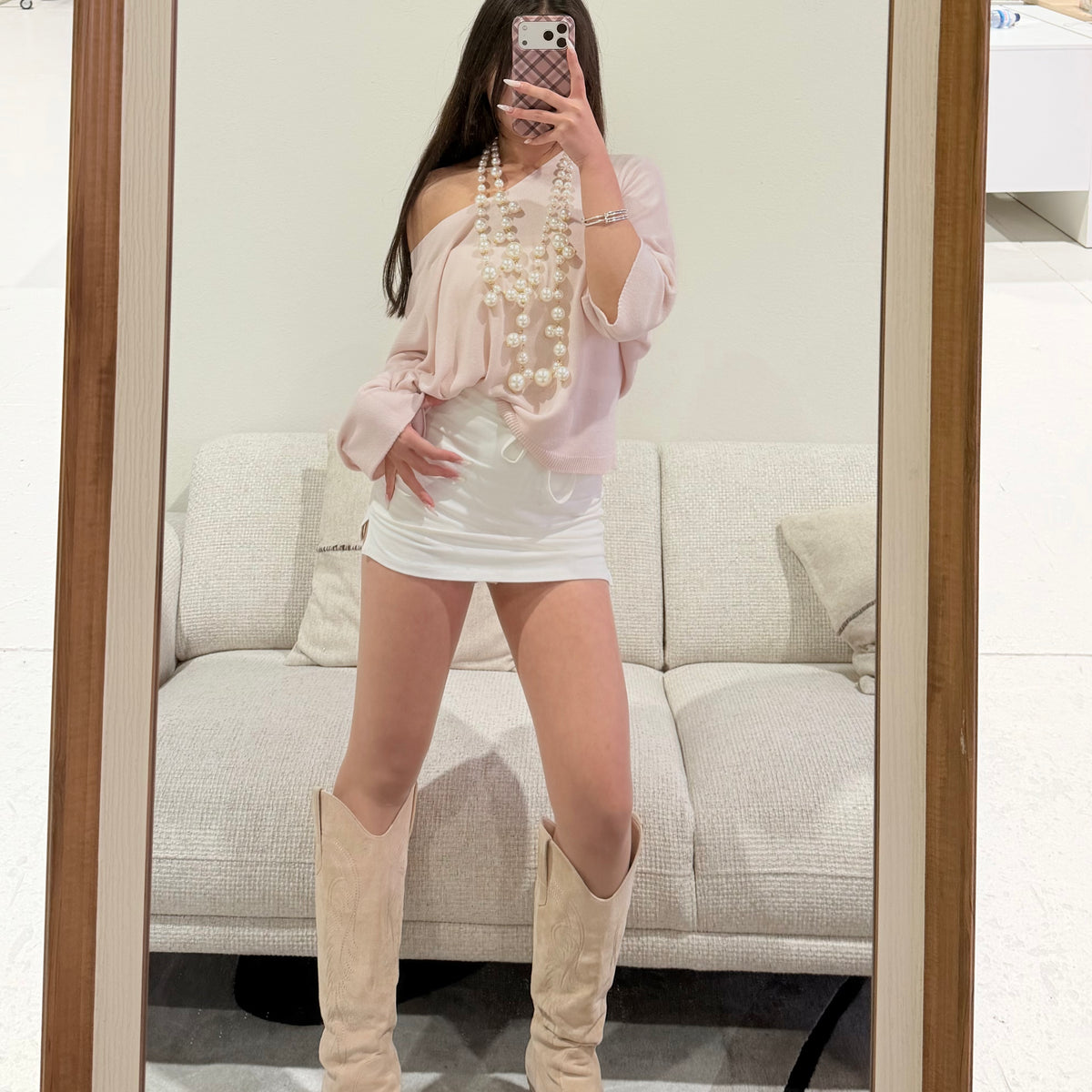Vê-o Dailly｜Simple V-Neck Loose Short-Sleeve Knit Top
