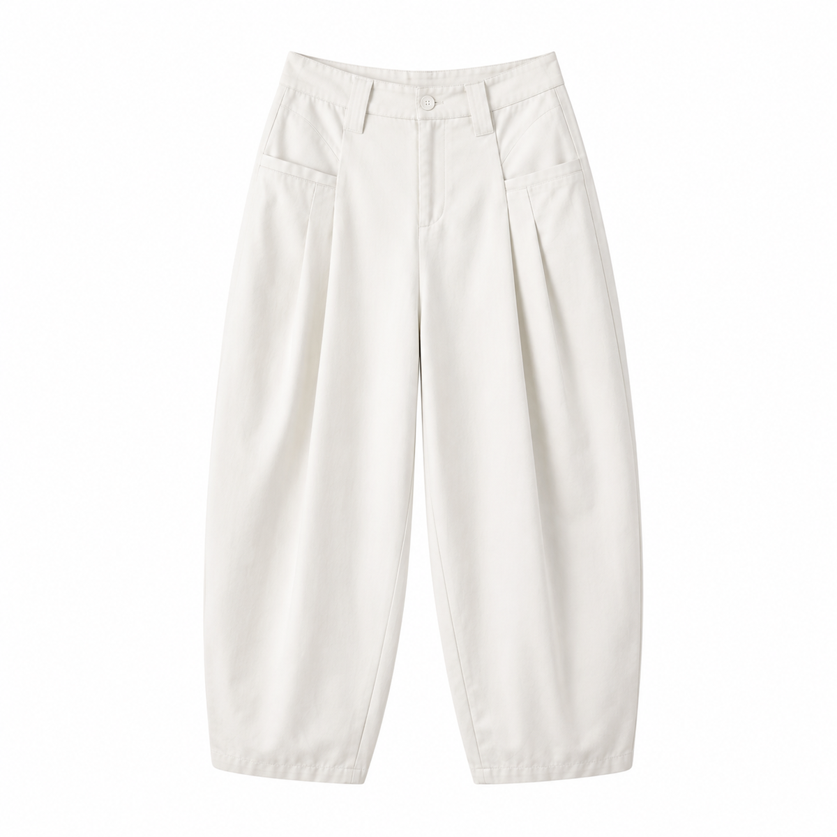 Pleated Barrel-Leg Trousers