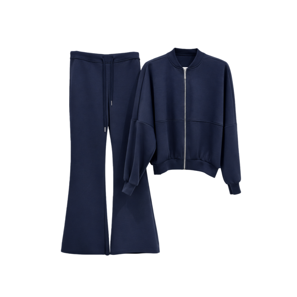 Conjunto de duas peças Vê-o Dailly｜Casaco casual com fecho e calças pantalona