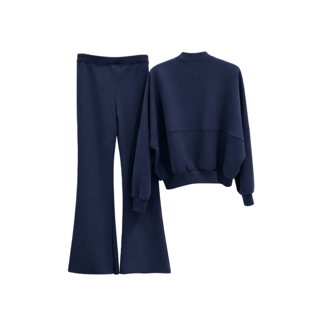 Conjunto de duas peças Vê-o Dailly｜Casaco casual com fecho e calças pantalona