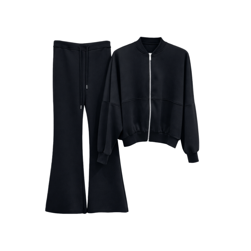 Conjunto de duas peças Vê-o Dailly｜Casaco casual com fecho e calças pantalona