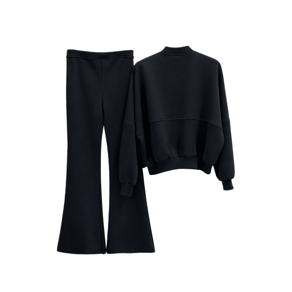 Conjunto de duas peças Vê-o Dailly｜Casaco casual com fecho e calças pantalona