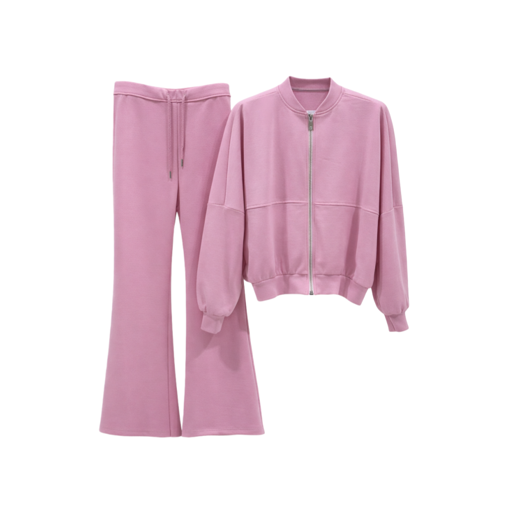 Conjunto de duas peças Vê-o Dailly｜Casaco casual com fecho e calças pantalona