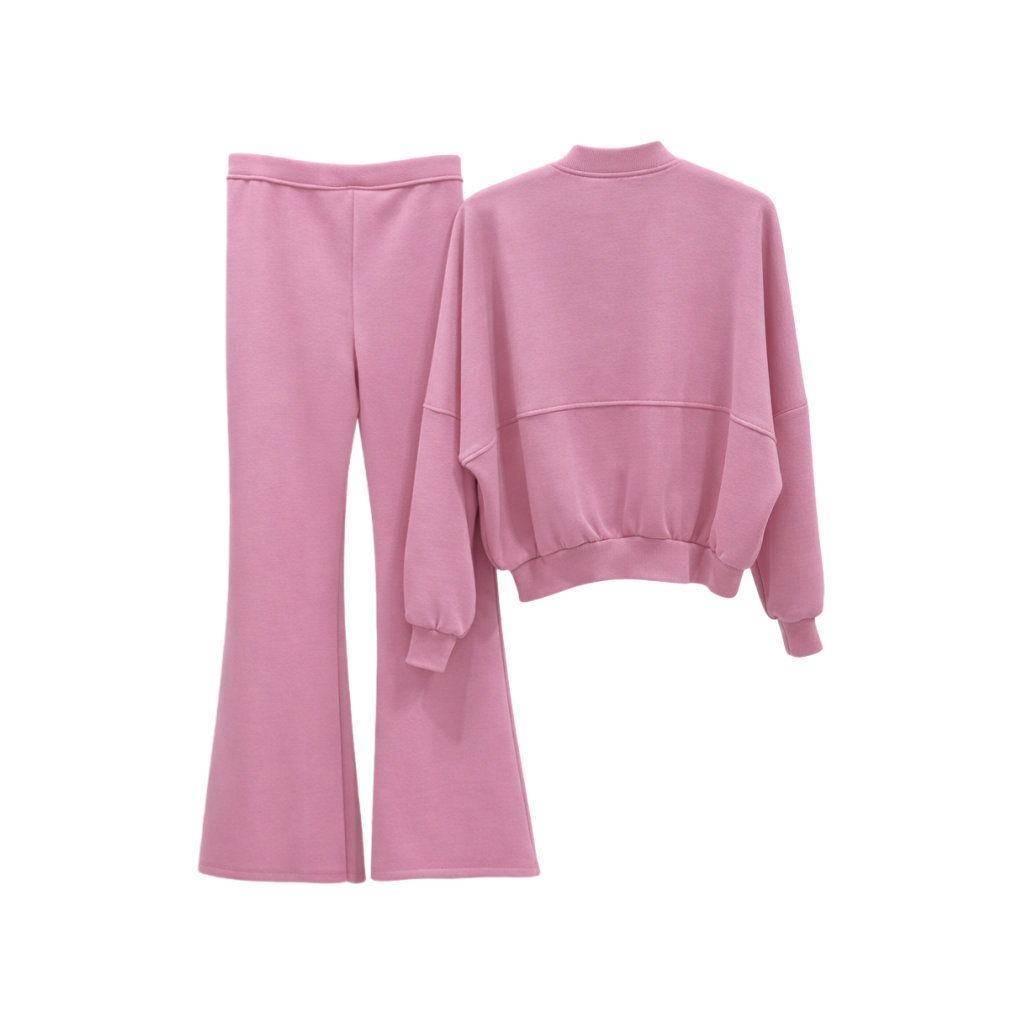 Conjunto de duas peças Vê-o Dailly｜Casaco casual com fecho e calças pantalona